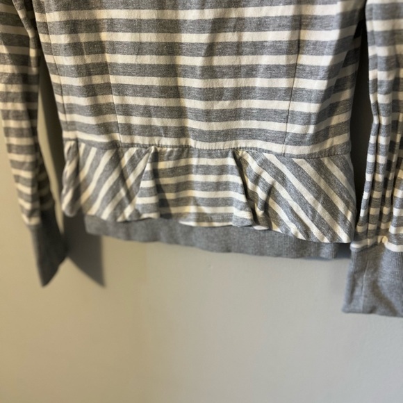 Anthropologie Saturday Sunday Size Small Striped Zip Up Ruffle Hoodie - Picture 7 of 10